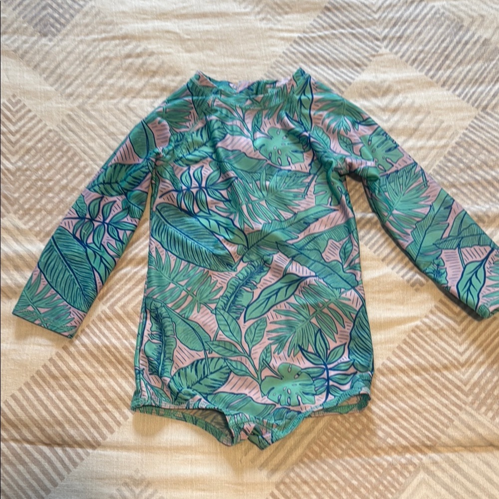 Cat & Jack Green and Pink One Piece Swimsuit